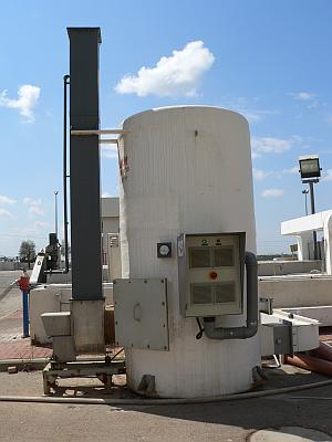 Treatment of odors from waste water plant using two EC-4 wall mounted air fed industrial generators installed on a mixing and contact chamber.